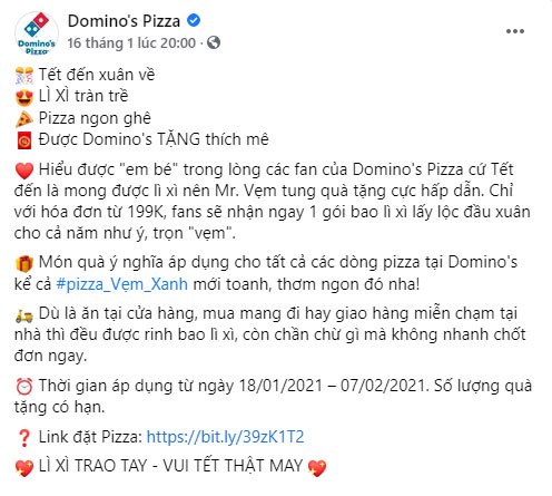 Content ẩm thực thú vị của Domino's Pizza