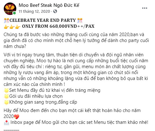 Content bán bít tết của Moo Beef