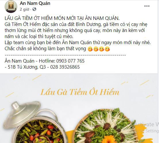 Quảng cáo đồ ăn của Ân Nam Quán