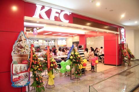 KFC lựa chọn những vị trí đẹp trong các trung tâm thương mại