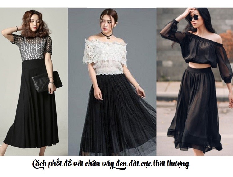 Cách phối đồ với chân váy dài qua gối 4 Cách phối đồ với chân váy dài qua gối 4